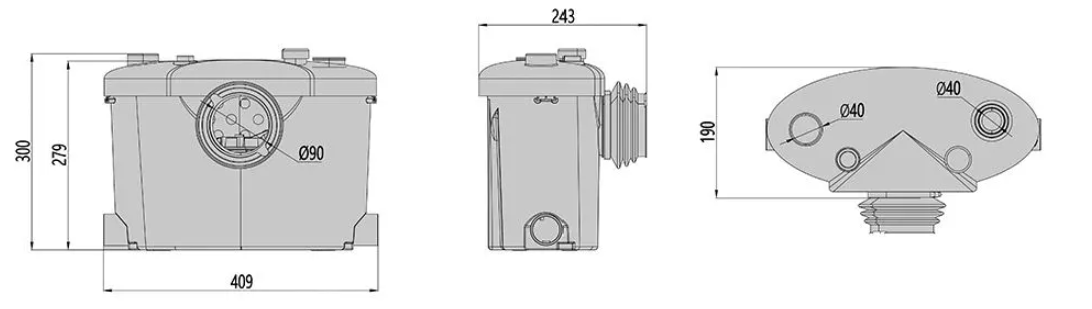 Prečerpávacie zariadenie PumpaLift WC-3 nákres